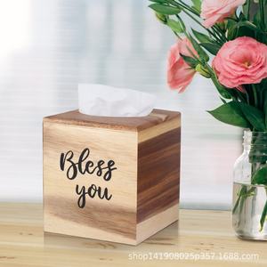 Organisateur Boîte à mouchoirs en bois double face Palissandre Présentoir de bureau pour la maison Chambre à coucher Table à manger Décoration et rangement - Product Image 3