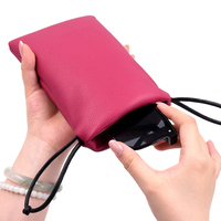 Pochette en cuir souple pour lunettes, sac d'emballage personnalisé avec logo, étui à lunettes en cuir PU avec cordon de serrage