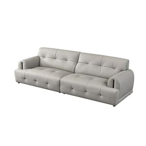 Italian Light Luxury <b>Top</b> Grain Leather Lawrence Marshmallow Latex Sponge Straight Leather Sofa - Product Image 1
