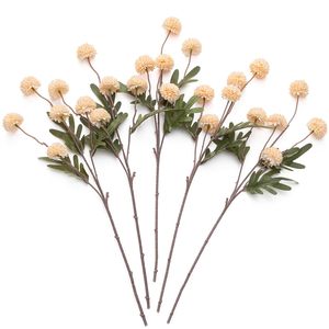 Fleur en soie artificielle, pissenlit à 5 têtes, chrysanthème de table, mini boule de couleur automne, pour décoration de mariage et de salon - Product Image 1