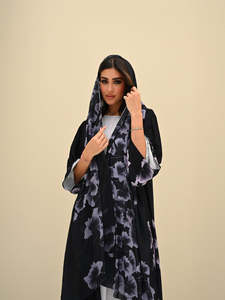 Vestido largo hasta el suelo Leduo personalizado con estampado de gloria de la mañana en color negro para verano, estilo holgado, Abaya para musulmanas. - Product Image 3