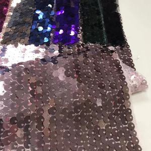 Tissu <span class=keywords><strong>en</strong></span> gros pour vêtements, 100 % polyester, tissu à paillettes, tulle à grosses paillettes, dentelle à paillettes or rose pour robe - Product Image 6