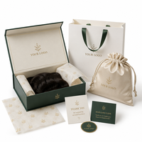 Pochette en satin pour perruque avec logo personnalisé, pochette enveloppe en soie, nœud en ruban, marque privée, emballage pour salons de beauté et extensions capillaires
