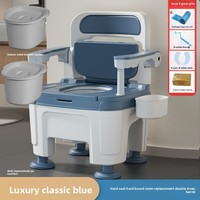 Chaise de toilette mobile d'intérieur avec accoudoirs, siège de toilette portable pour personnes âgées et femmes enceintes, chaise de toilette stable antidérapante