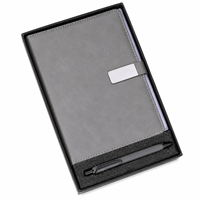 Ensemble cadeau de carnet Aurelux Premium en velours PU souple avec couverture gaufrée et dorure à chaud, avec clip métallique et stylo à fermeture magnétique