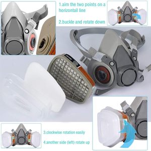 หน้ากากป้องกันหน้ากากป้องกันก๊าซพิษหน้ากากเชื่อมแบบเต็มหน้าพร้อมตัวกรองกันฝุ่นและนำกลับมาใช้ใหม่ได้ - Product Image 5