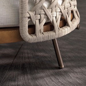 Ensemble de salon de jardin en rotin, table et chaises en teck, design contemporain, imperméable, 3 places - Product Image 2