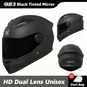 Casque de moto intégral transparent blanc AXK 903 à double visière unisexe avec sac anti-poussière - Product Image 6