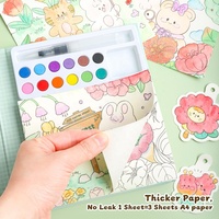 Kinder-Aquarellbuch Lehrreiches Aquarell-Malbuch Malset DIY Graffiti-Malbuch mit Pigmenten und Stift