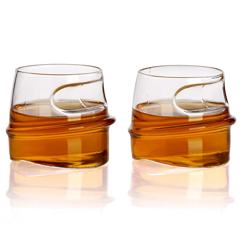 Creative Shaped Glass Cigar Cup Lead-Free Crystal Whiskey wine cup round shape Cigar Glasses With Cigar Glass Holder