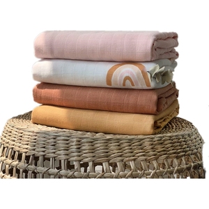 De arco iris de Color sólido suave de 100% algodón orgánico de bambú, <span class=keywords><strong>muselina</strong></span> de tela bebé mantas conjuntos - Product Image 4