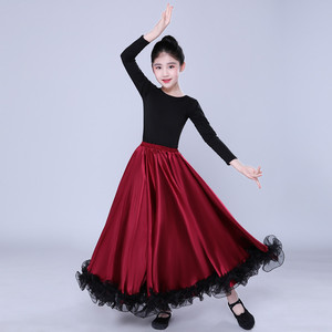 Media falda de columpio grande <span class=keywords><strong>para</strong></span> niña clásica <span class=keywords><strong>para</strong></span> baile de salón Flamenco <span class=keywords><strong>danza</strong></span> del vientre práctica al por mayor <span class=keywords><strong>para</strong></span> niños - Product Image 6