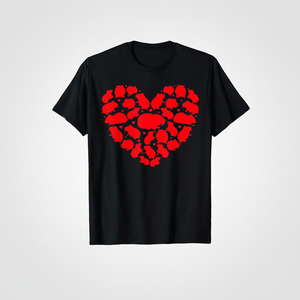 T-shirt da uomo a forma di cuore con stampa di criceti per San Valentino, 100% cotone, casual, girocollo, manica corta, vestibilità regolare, stampa frontale, in jersey - Product Image 1