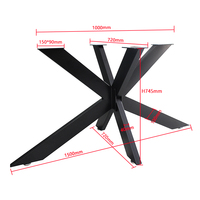 Vente en gros de pieds de meubles industriels Pieds de table en forme d'araignée noire Table à manger en forme de X Base en fer Cadre de table moderne personnalisable 745mm