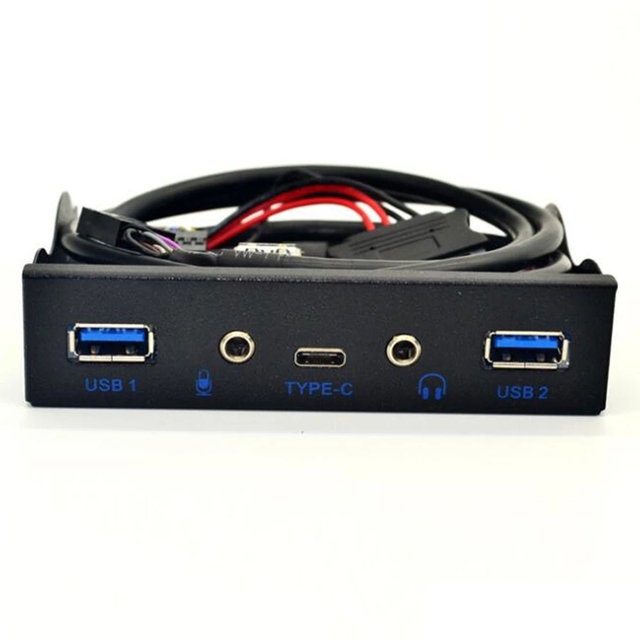 5 Ports USB 3.1 TYPE-C Hub Spilitter USB3.0 USB-C Front Panel HD Audio with Power Cable for PC Desktop 3.5 Inch Floppy