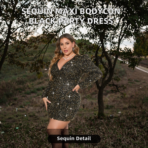 Mini Vestido Negro Casual de Noche con Lentejuelas, Sexy, Ajustado, para Fiesta de Graduación, Dropshipping OEM, Doble, sin Tirantes, Cuello Natural - Product Image 2