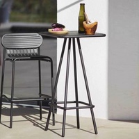 Ensemble de table et chaises modernes pour balcon commercial, mobilier de café et bar décontracté en fer forgé à trois pièces, à pieds hauts, pour cour et extérieur