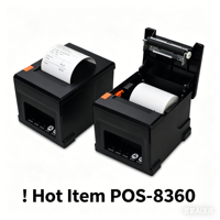 Impresora Térmica de Recibos POS de 80 mm, Impresora Inalámbrica de Facturas para Comercio Minorista, Máquina de Impresión de Facturas de 3 Pulgadas con Cortador Automático 8360