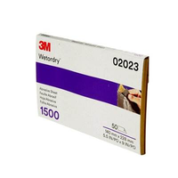 Lembaran Abrasif 3M 02023 5-1/2 in X 9 in 1500 Grit Basah/Kering 401Q  Silikon Karbida Halus untuk Pengamplasan, Penghapusan Cacat Cat, dan Finishing