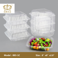 Vente en gros 8x8x3 Boîte à lunch jetable en plastique transparent Récipients alimentaires micro-ondables avec couvercle pour utilisation au restaurant
