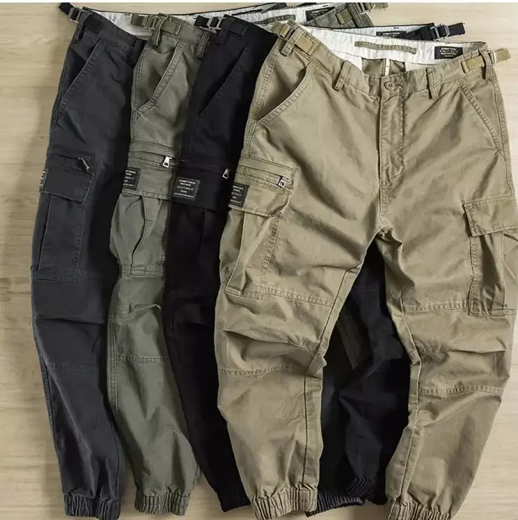 Vente en gros de nouveaux modèles de pantalons cargo pour hommes, grandes poches, vêtements en coton d'occasion pour hommes