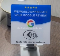 Support de table en acrylique personnalisé de 12 cm, compatible NFC213 13,56 MHz, carte de commentaires Google, QR prêt à être tapé pour évaluer, expédition immédiate, en stock