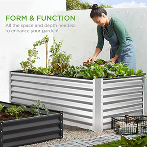 Silver Rectangular Raised Garden Bed Custom Sizes Galvanized Metal Planter Boxes <b>for</b> Outdoor Vegetables Flowers & <b>Herbs</b> Planting - Product Image 2