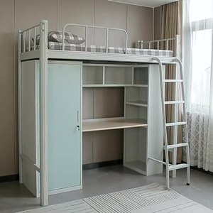 Literas de Acero y Madera de Estilo Moderno, Altas y Bajas, con Escritorios para Dormitorios Escolares, Apartamentos y Estudiantes Universitarios - Product Image 2