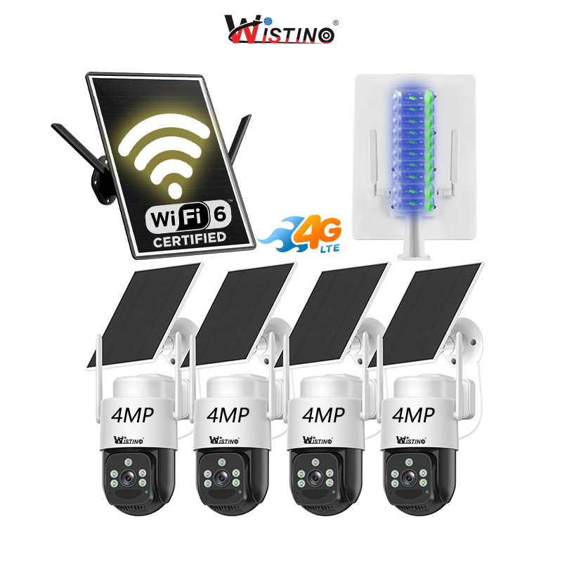 Wistino Солнечный 4G маршрутизатор в режиме реального времени обнаружения движения IP66 атмосферостойкая камера ночного видения 4G на солнечной энергии уличная камера видеонаблюдения