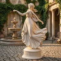 Sculpture de déesse dansante en marbre blanc massif sur mesure, artisanat traditionnel fait main pour usage intérieur/extérieur, idéale pour les villas