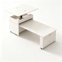 Table basse relevable de style mid-century, armoire latérale mobile convertible et extensible, mini table d'appoint multifonctionnelle à roulettes