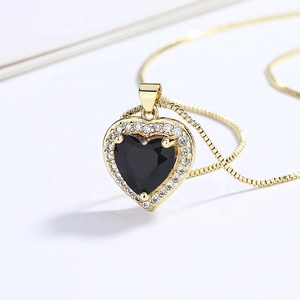 Link Chain Love Premium Beautiful <strong>Black</strong> <strong>Heart</strong> -Shaped Pendant Necklace Fine Fashion Jewelry Gifts for Women - Product Image 2
