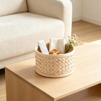 Panier de rangement rond tressé naturel en gros, petit panier cylindrique en copeaux de bois pour l'organisation de la chambre, de la salle de bain, du bureau et de la maison