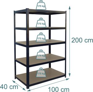 Adjustable Steel Shelving <b>Unit</b> 5 <b>Shelves</b> Corrosion Protection Space Saving Plug-In Installation House Garage Storage - Product Image 3