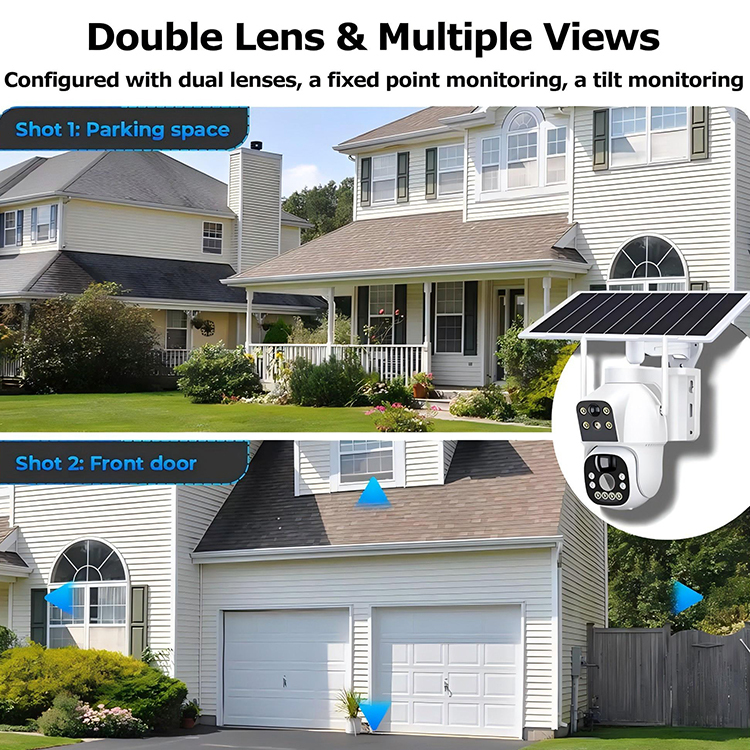 Full HD Dual Lens Solar PTZ Camera Outdoor Low Power WiFi Security IP Camera With Motion Detection · image 3