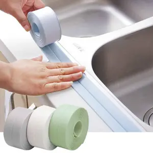 Banyo duş lavabo banyo sızdırmazlık şeridi bantları beyaz PVC kendinden yapışkanlı su geçirmez duvar çıkartmaları banyo mutfak dekorasyon için
