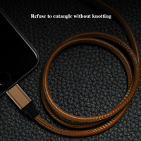 Kabel Data USB kulit 2,1a pengisian daya cepat, kabel Data USB kulit 10 kaki 20 kaki 30 kaki dengan colokan logam untuk Samsung kompatibel dengan kamera IOS untuk komputer