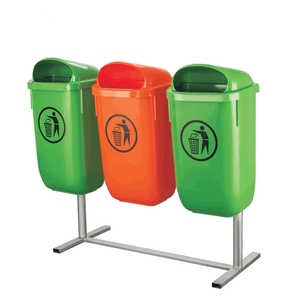 HDPE 50L 13 Gallon Trash Containerswall Mounted Dog Poop Trash Can for Outdoors <strong>Twins</strong> Trash Can Waste <strong>Bin</strong> - Product Image 1