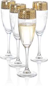 Elégante garniture de clé grecque dorée pour mariage cristal sans plomb soufflé à la bouche de luxe pour flûtes pour <span class=keywords><strong>registre</strong></span> de mariage - Product Image 4