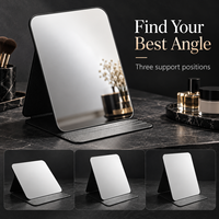 Miroir de maquillage pliable portable avec support de protection, miroir de vanité rectangulaire de table pour voyage