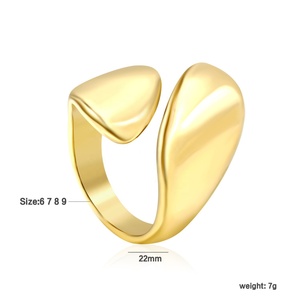 Bague ouverte géométrique irrégulière en acier inoxydable plaqué or 18 carats, étanche, style mode Europe et Amérique - Product Image 4
