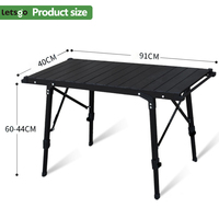 Table roulante de camping en aluminium réglable Table de pique-nique pliante en grain de bois Table de cuisson pour barbecue portable en plein air