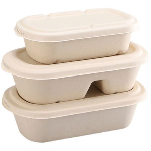 Biodegradable Takeout Containers With <b>Lid</b> 1000g 850g <b>Microwave</b> Safe For Meals Salads Bento Boxes Disposable Lunch Box - Product Image 5
