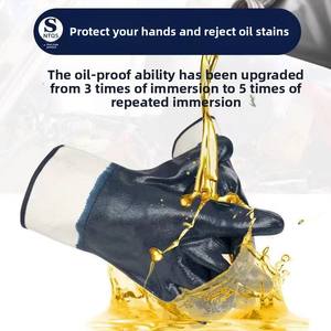 Gants de travail en nitrile intégral, résistants à l'huile, imperméables, antidérapants, stériles, à poignets droits, <span class=keywords><strong>pour</strong></span> soudeurs, gants bleus - Product Image 4