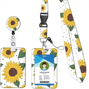 Porte-badge en polyester personnalisé avec logo, imprimé avec sublimation, porte-badge avec lanière, lanière pour carte d'identité