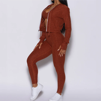 Collants de course pour femmes Workout Athletic Sport Wear Blue Hoodie and Legging Set