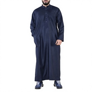 Vente en gros de thobes pour hommes, robe de prière islamique blanche brodée, thobes élégants à manches longues, jubba musulmane traditionnelle, tenue arabe modeste - Product Image 3