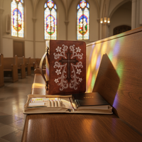 Housse de Bible en cuir brodée avec croix, poche zippée, poignée, logo personnalisé, imperméable, sac d'église portable, pour hommes et femmes chrétiens