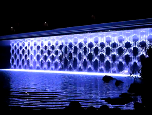 2025 dimensioni personalizzate per interni/esterni in acciaio inox digitale grafica moderna fontana <span class=keywords><strong>cascata</strong></span> tenda per il giardino di pietra - Product Image 3