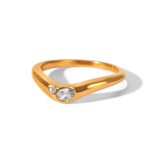 Anillo Personalizado al por Mayor, de Acero Inoxidable 316L, Chapado en Oro de 14k y 18k, con Zirconia en Forma de Corazón, para Mujer - Product Image 5